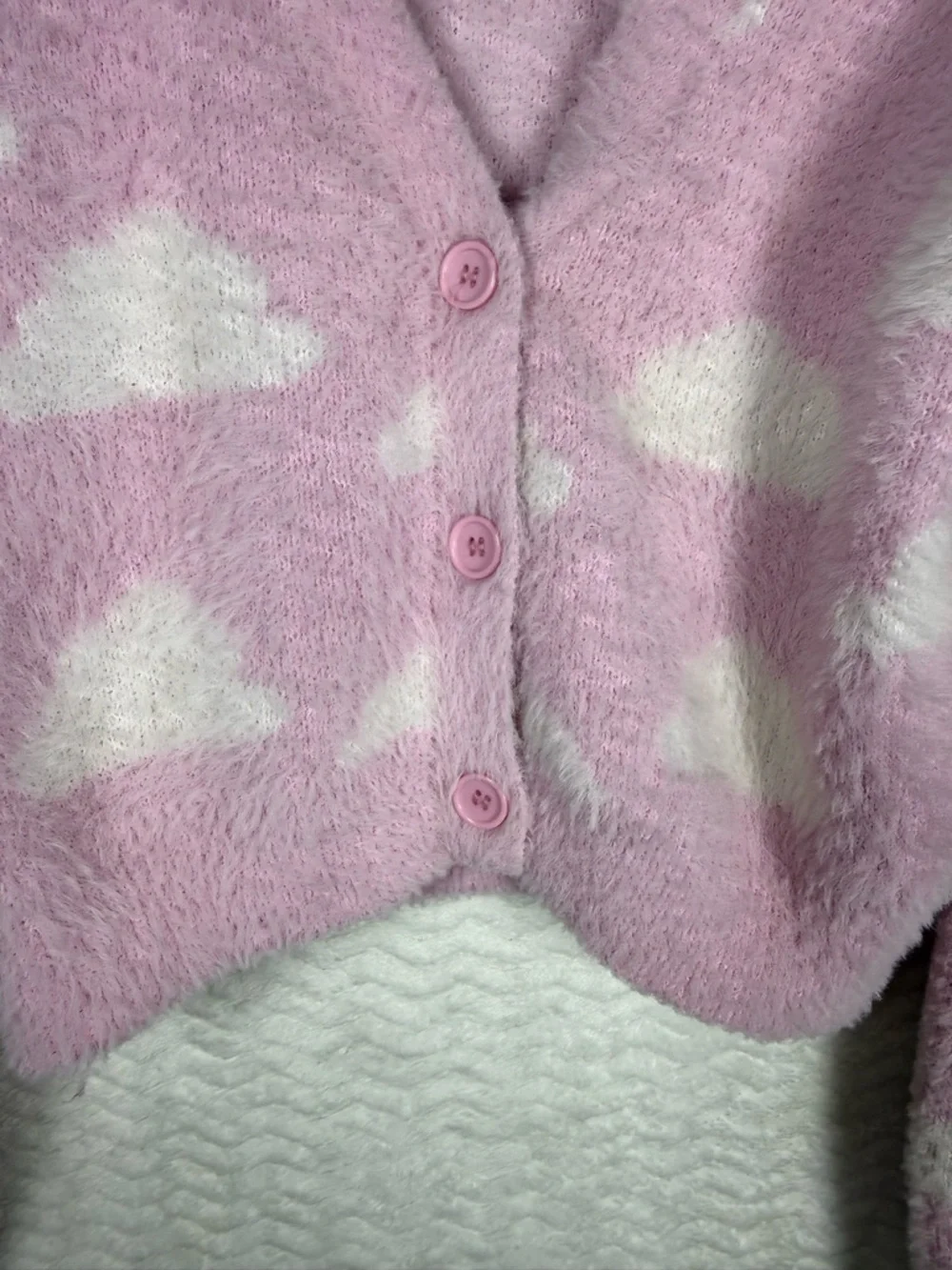 Fuzzy Pink Cloud Cardigan Sweater for Kids